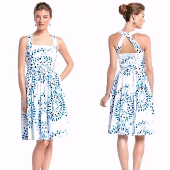 White House Black Market Dresses & Skirts - White House Black Market Geometric Print Fit and Flare Halter